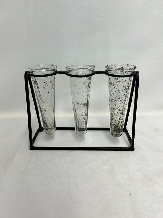 Metal Stand with Blown Glass Vases