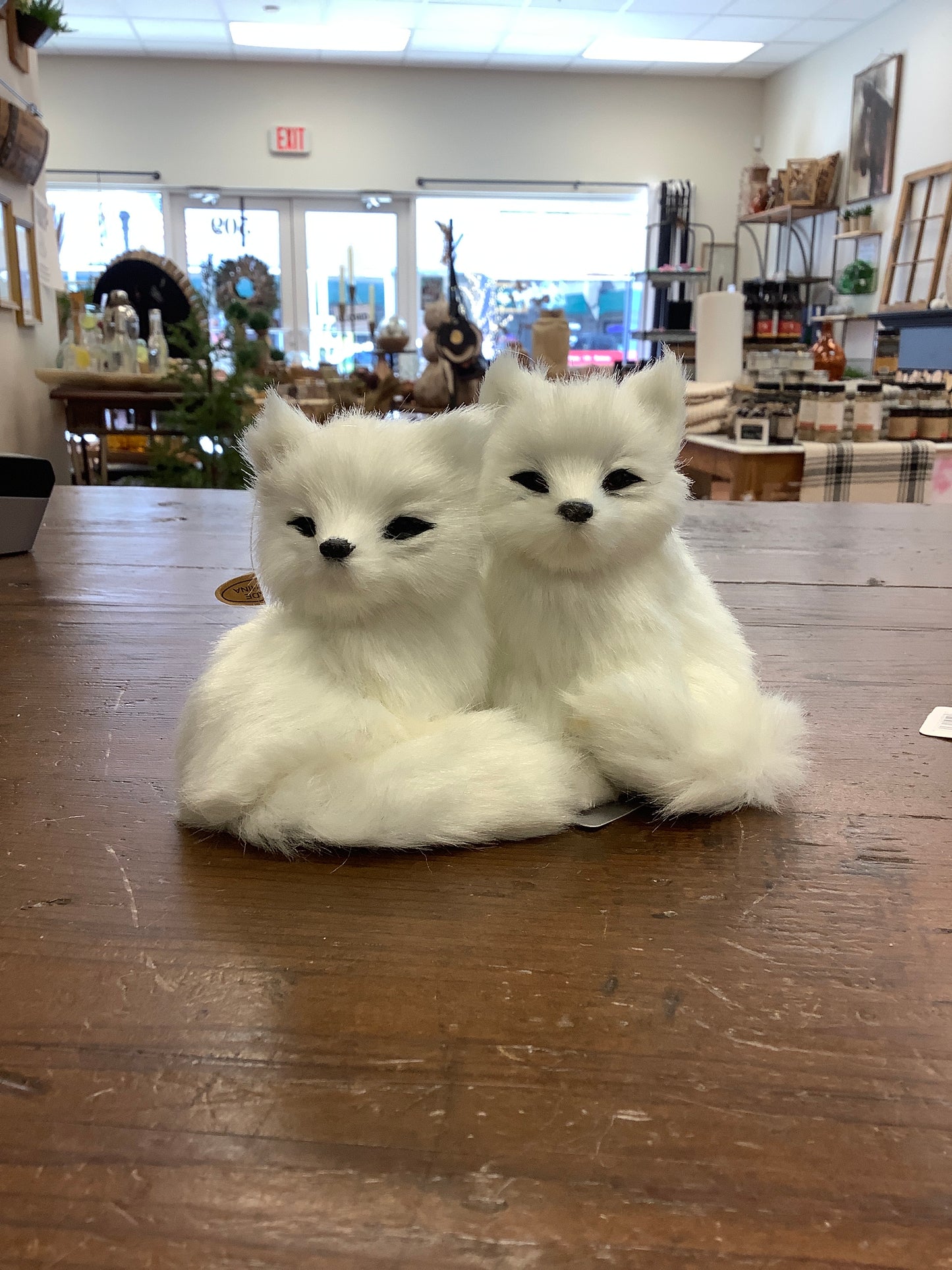 Large White Fluffy Fox Ornaments