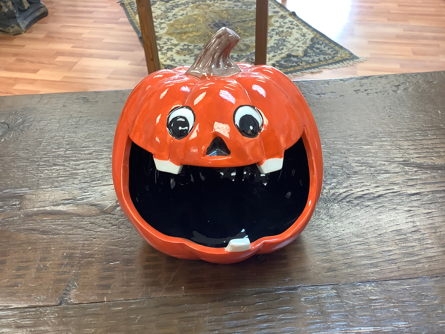 Orange Ceramic Pumpkin Candy Bowl