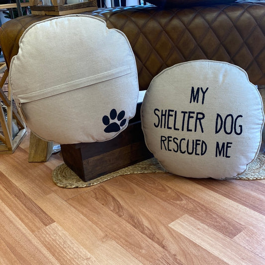 Shelter Dog Rescued Me Round Pillow