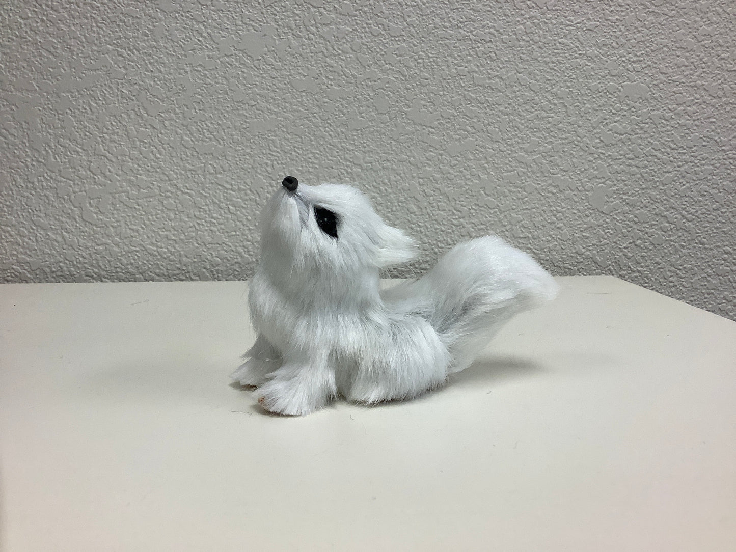 Small White Fluffy Fox Ornament