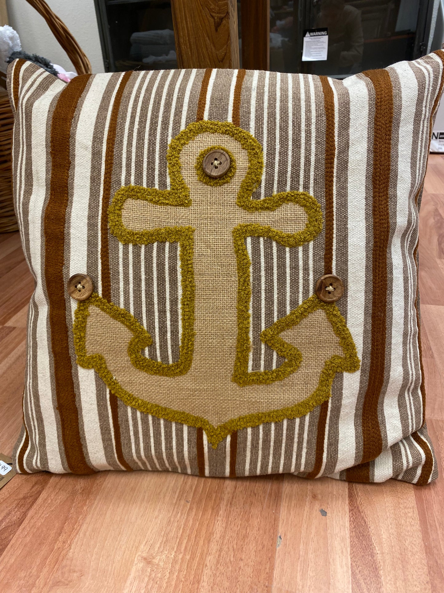 Woven Cotton Anchor Pillow