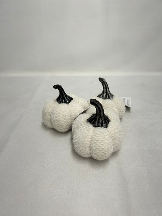 Small Fuzzy White Plush Pumpkin