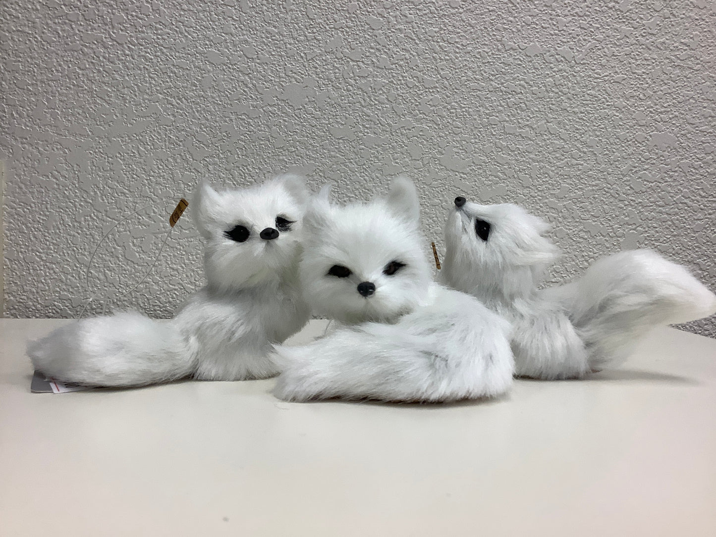 Small White Fluffy Fox Ornament