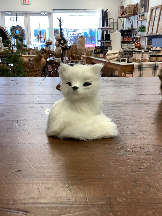 Large White Fluffy Fox Ornaments