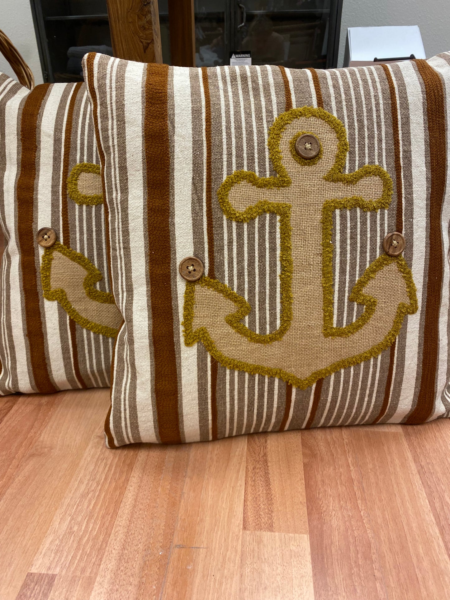 Woven Cotton Anchor Pillow