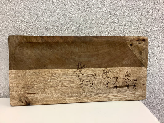 Mango Wood Tray With Deer