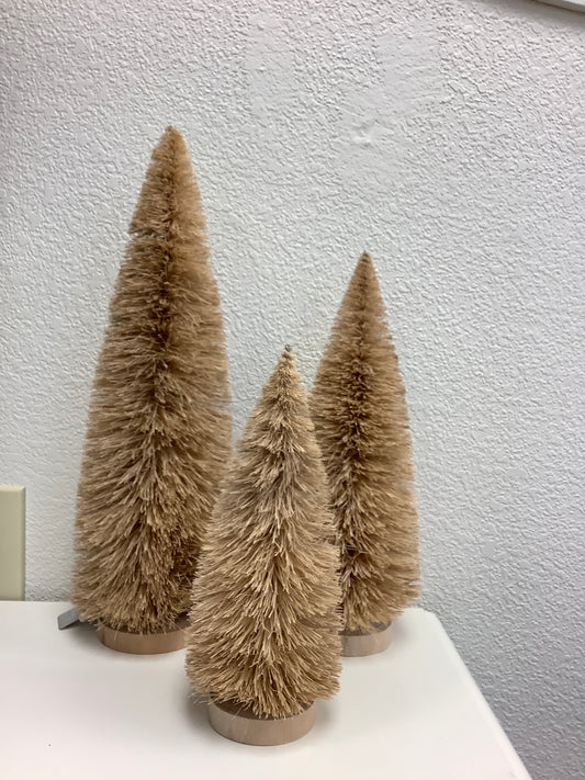 Set of 3 Brown Bottle Brush Trees