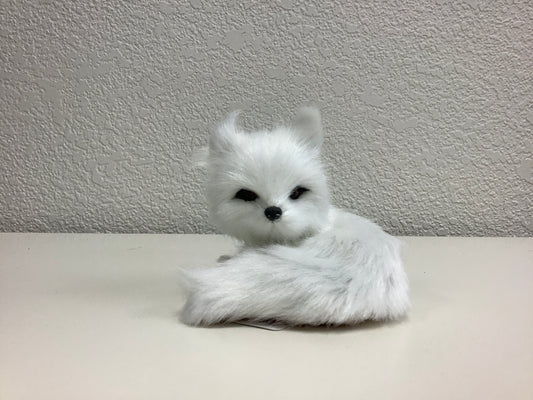 Small White Fluffy Fox Ornament