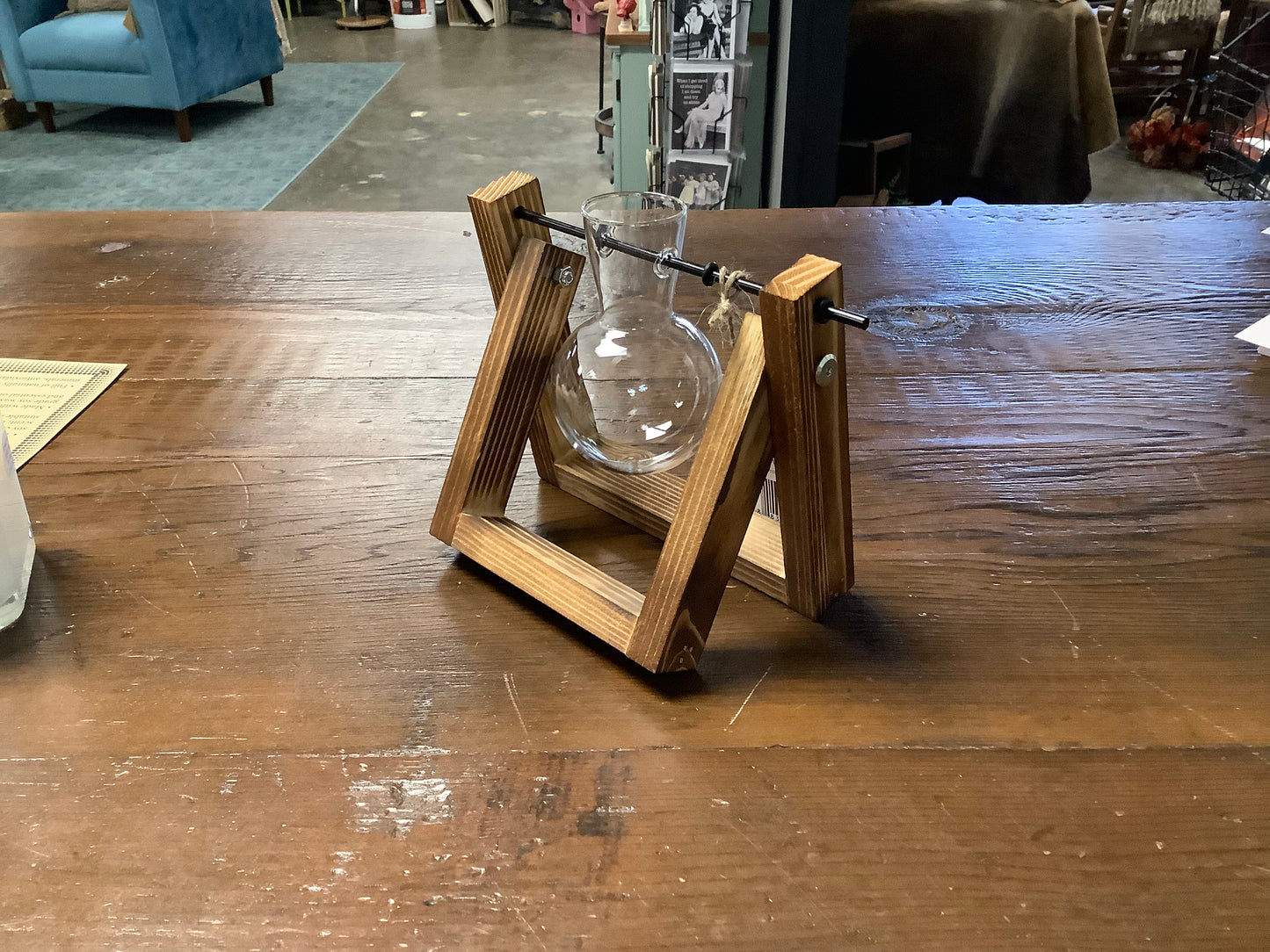 Rooting Vase on Wood Stand