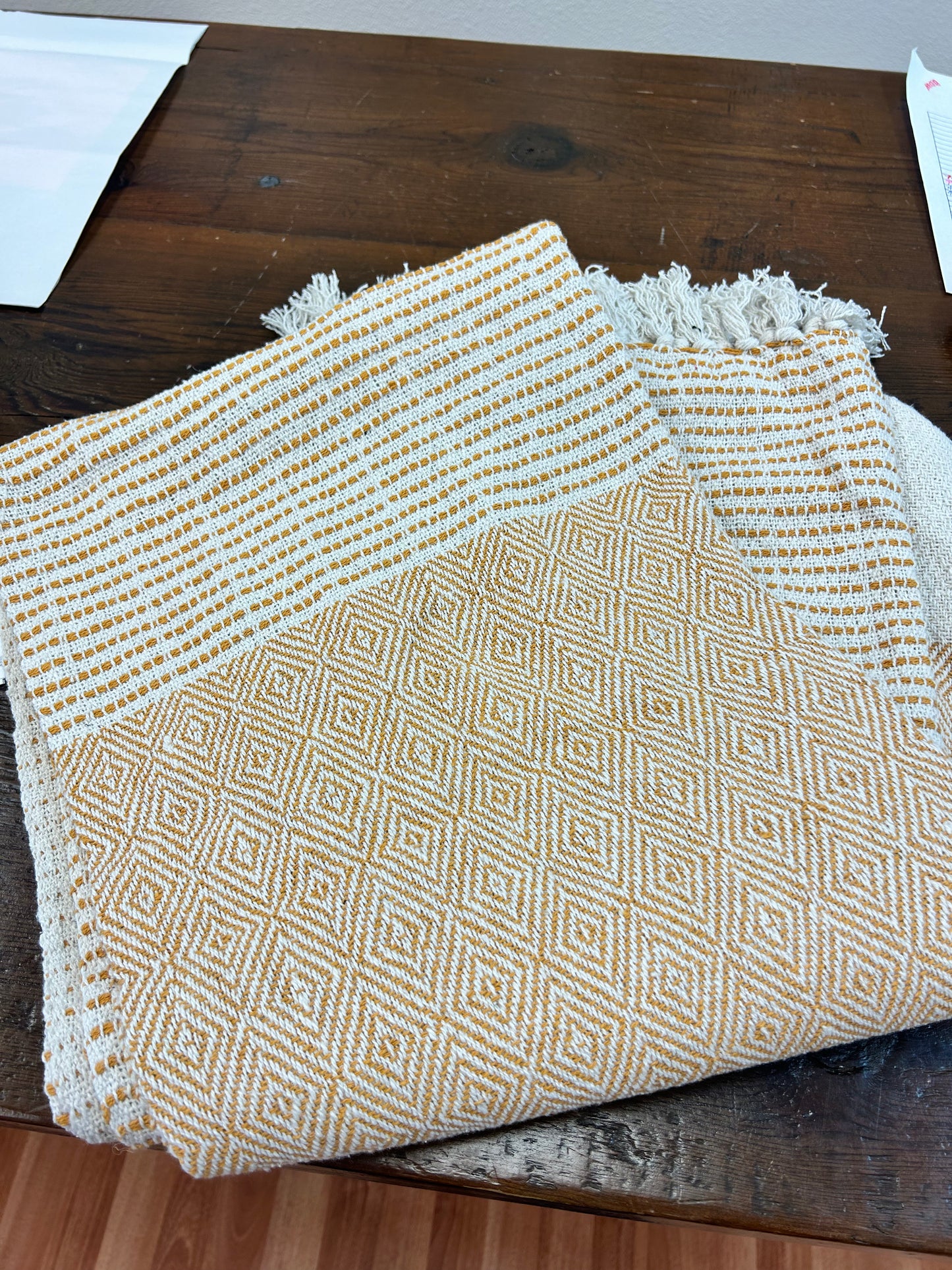 Recycled Cotton Throw in Mustard