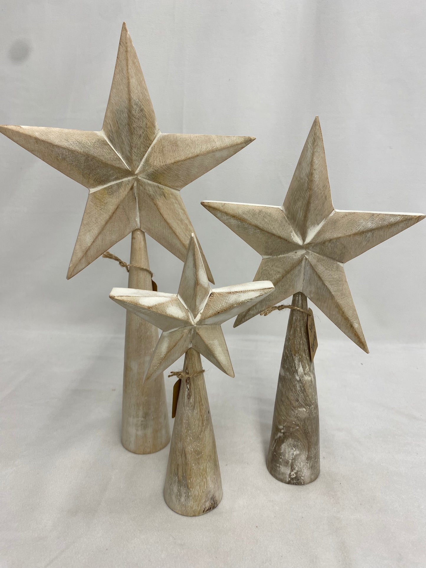 Set of 3 Wooden Table Top Stars