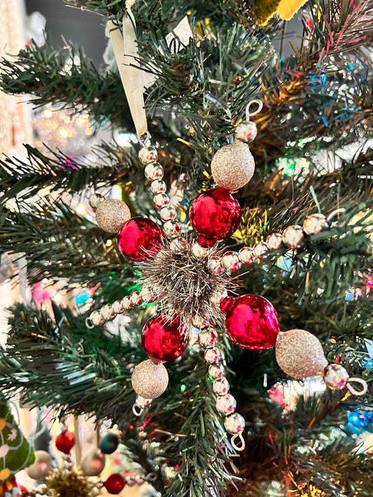 Glass Beaded Snowflake Ornament