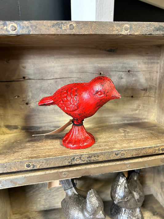 Cast Iron Distressed Red Bird