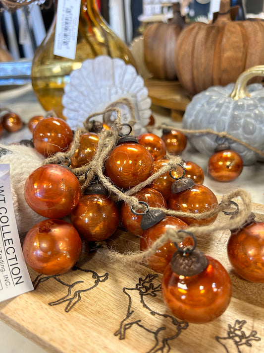 Orange Glass Ball Ornament Garland