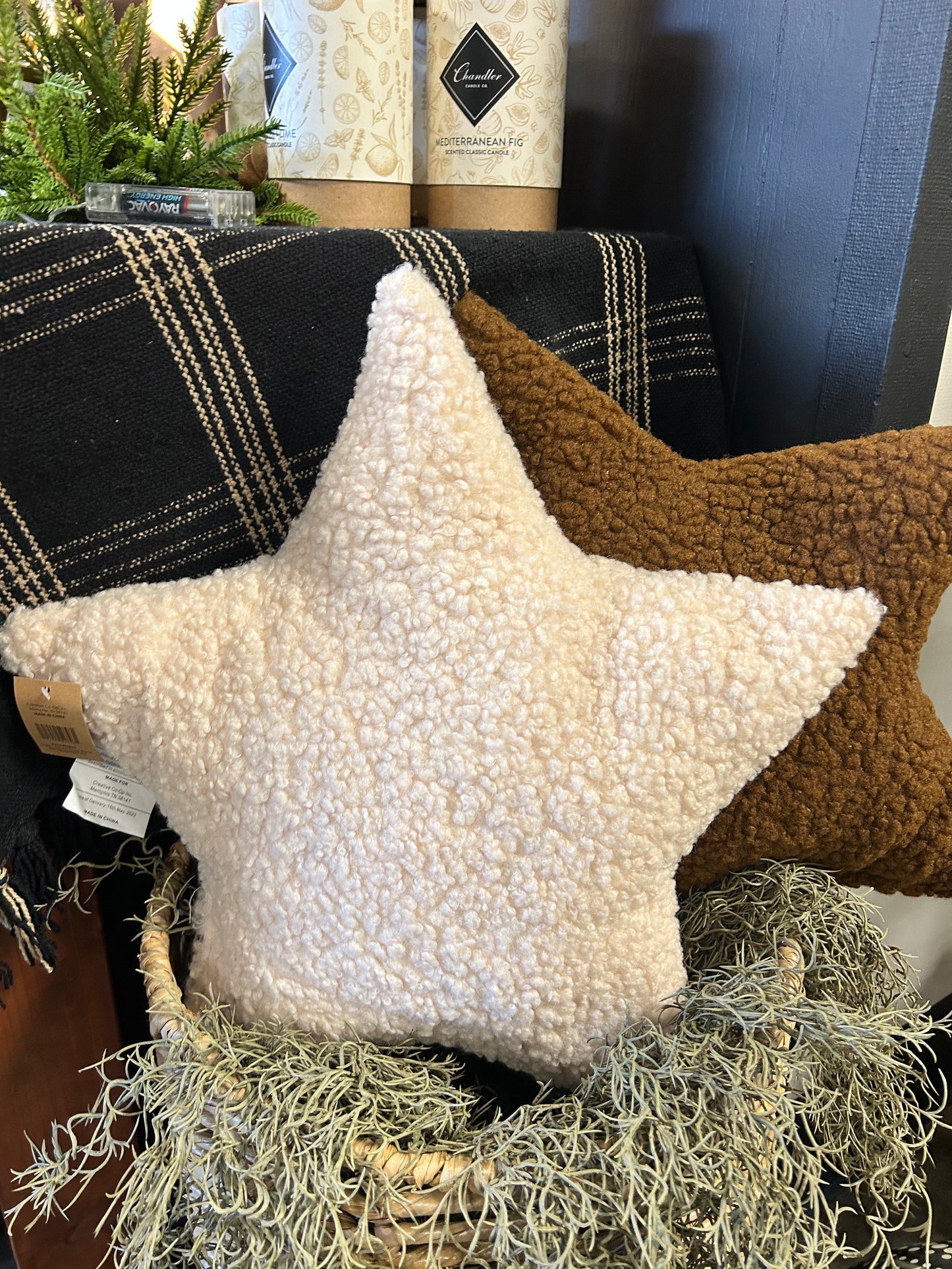 Faux Star Sherpa Pillow