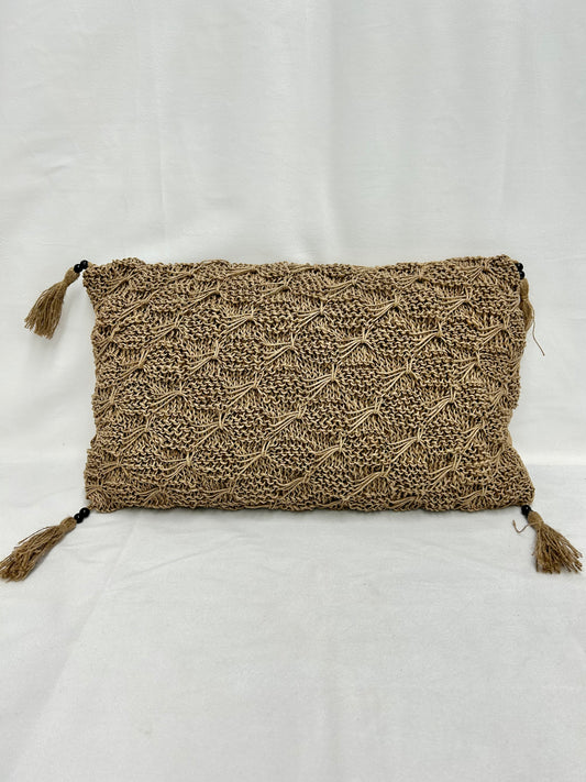 Knit Jute Macrame Pillow with Tassels