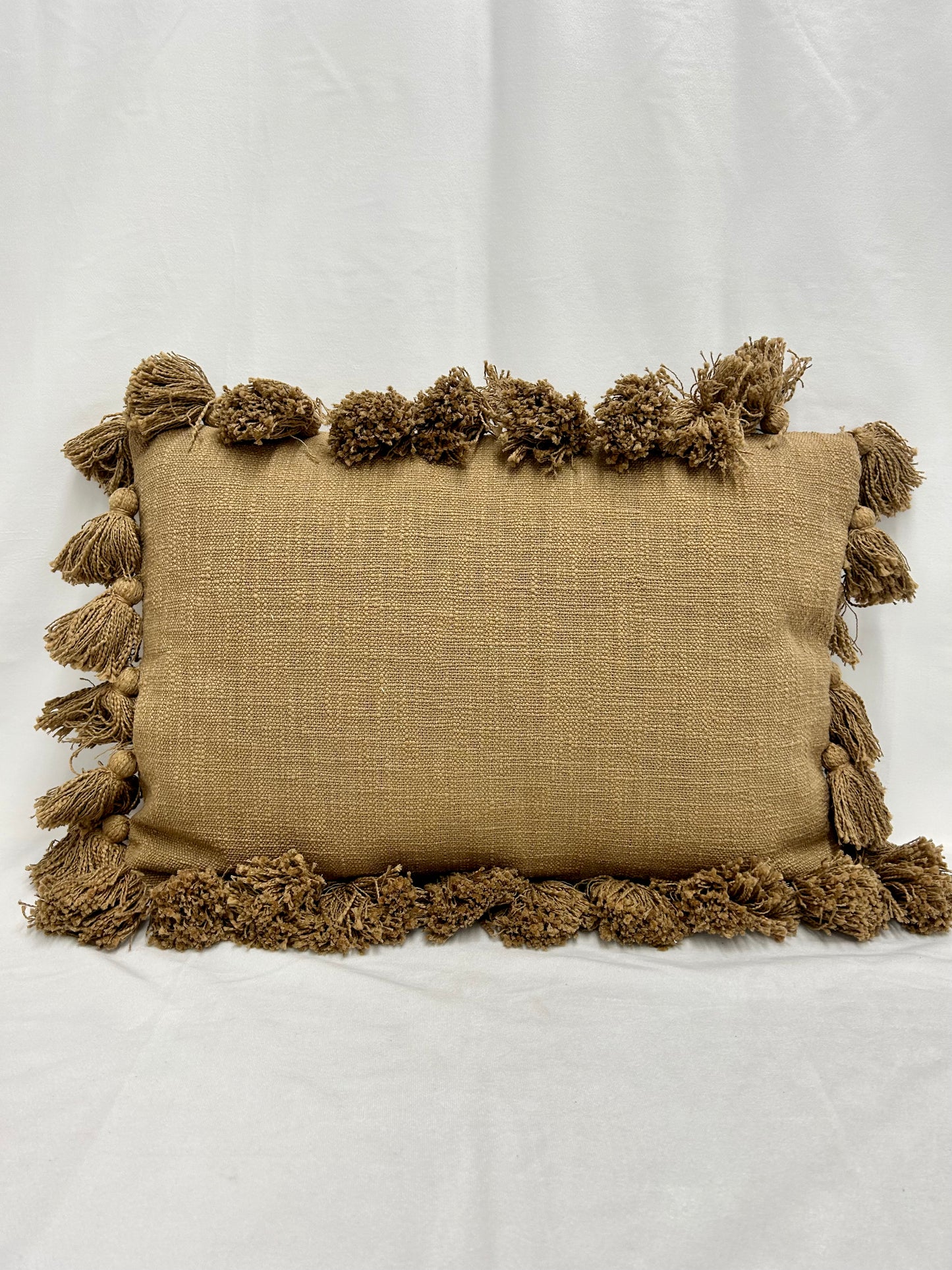 Woven Cotton Pillow with Tassels