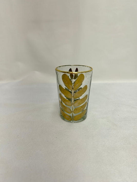 Small Blown Glass Votive with Leaves