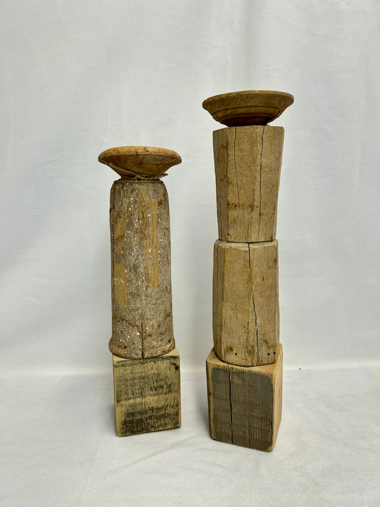 Wooden Reclaimed Banister Candle Sticks